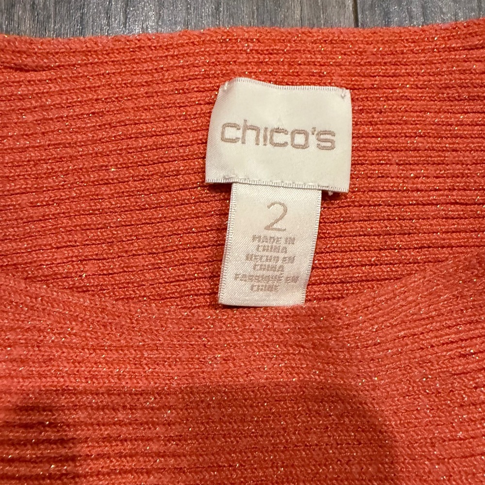 Chico's Women's Scoop Neck Ribbed Sweater in Coral - Picture 4 of 8